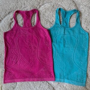 Lululemon Pink and Blue Racerback Tank Tops